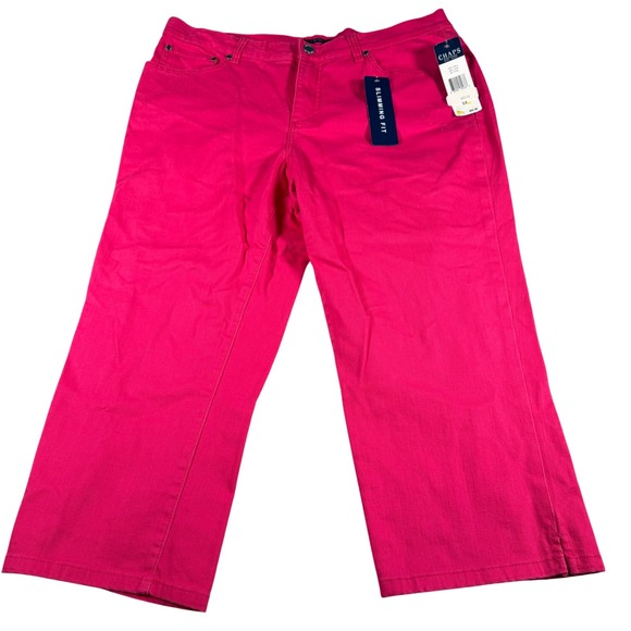 Chaps Pants - Chaps Essential Capri Pants Womens 14‎ Bright Fuchsia Pink Slimming Fit NEW